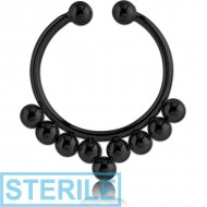 STERILE BLACK PVD COATED SURGICAL STEEL FAKE SEPTUM RING