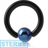 STERILE BLACK PVD COATED TITANIUM BALL CLOSURE RING WITH BALL