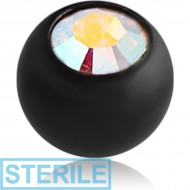STERILE BLACK PVD COATED TITANIUM OPTIMA CRYSTAL JEWELLED BALL PIERCING