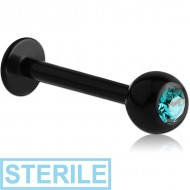 STERILE BLACK PVD COATED TITANIUM JEWELLED LABRET