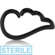 STERILE BLACK PVD COATED SURGICAL STEEL OPEN WING SEAMLESS RING