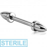 STERILE STERILE SURGICAL STEEL BARBELL WITH BULLETS PIERCING