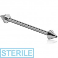 STERILE STERILE SURGICAL STEEL BARBELL WITH CONES PIERCING