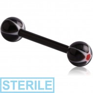 STERILE UV ACRYLIC FLEXIBLE BARBELL WITH GLITTERING MURANO BALL