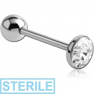 STERILE SURGICAL STEEL VALUE CRYSTALINE JEWELLED FLAT BARBELL