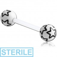 STERILE UV ACRYLIC FLEXIBLE BARBELL WITH PRINTED STARS BALL