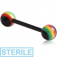 STERILE UV ACRYLIC FLEXIBLE BARBELL WITH RASTA BALL
