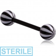 STERILE UV ACRYLIC FLEXIBLE BARBELL WITH MULTI-STRIPE BALL