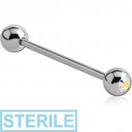 STERILE SURGICAL STEEL SWAROVSKI CRYSTAL JEWELLED BARBELL PIERCING