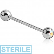 STERILE SURGICAL STEEL JEWELLED BARBELL WITH OPTIMA CRYSTAL PIERCING