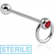 STERILE SURGICAL STEEL JEWELLED SLAVE BARBELL PIERCING