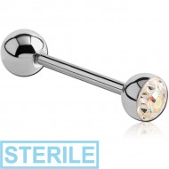 STERILE SURGICAL STEEL CRYSTALINE JEWELLED BARBELL