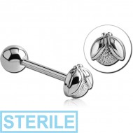 STERILE SURGICAL STEEL BARBELL - LADYBUG PIERCING