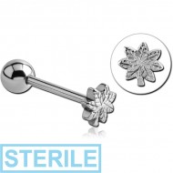 STERILE SURGICAL STEEL BARBELL - MARIJUANA LEAF PIERCING