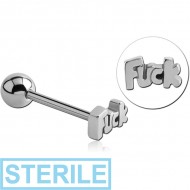 STERILE SURGICAL STEEL BARBELL - FUCK PIERCING