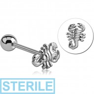 STERILE SURGICAL STEEL BARBELL - SCORPION PIERCING