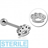 STERILE SURGICAL STEEL BARBELL - BRASS KNUCKLES PIERCING