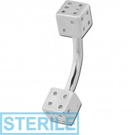STERILE SURGICAL STEEL CURVED BARBELL WITH DICES PIERCING