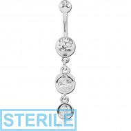 STERILE SURGICAL STEEL DOUBLE JEWELLED NAVEL BANANA WITH CHARM PIERCING