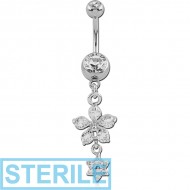 STERILE SURGICAL STEEL DOUBLE JEWELLED NAVEL BANANA WITH CHARM PIERCING