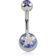 SURGICAL STEEL CRYSTALINE STAR DOUBLE JEWELLED NAVEL BANANA