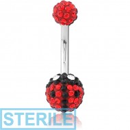 STERILE SURGICAL STEEL VALUE CRYSTALINE JEWELLED LADYBUG NAVEL BANANA