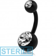 STERILE UV ACRYLIC FLEXIBLE DOUBLE JEWELLED NAVEL BANANA PIERCING