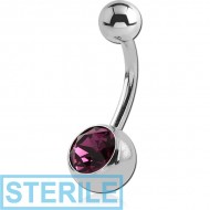 STERILE SURGICAL STEEL VALUE JEWELLED NAVEL BANANA PIERCING