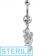 STERILE SURGICAL STEEL JEWELLED NAVEL BANANA WITH CHARM - MERMAID PIERCING