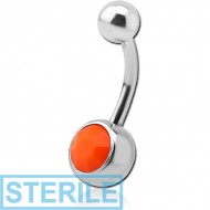 STERILE SURGICAL STEEL NEON ACRYLIC SPIKY STONE JEWELLED NAVEL BANANA PIERCING
