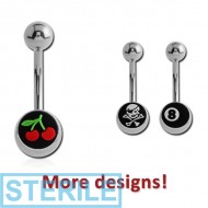 STERILE SURGICAL STEEL SILICONE PICTURE NAVEL BANANA PIERCING