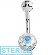 STERILE SURGICAL STEEL CRYSTALINE JEWELLED NAVEL BANANA