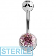 STERILE SURGICAL STEEL CRYSTALINE STAR JEWELLED NAVEL BANANA PIERCING