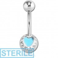 STERILE SURGICAL STEEL VALUE CRYSTALINE HEART JEWELLED NAVEL BANANA