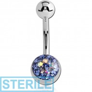 STERILE SURGICAL STEEL VALUE CRYSTALINE FLOWER JEWELLED NAVEL BANANA