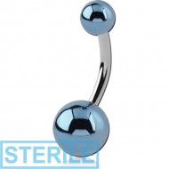 STERILE SURGICAL STEEL NAVEL BANANA WITH ANODISED BALL