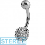 STERILE SURGICAL STEEL FLOWER CURVED BARBELL PIERCING