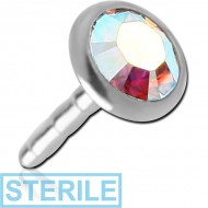 STERILE TITANIUM SWAROVSKI CRYSTAL JEWELLED PUSH FIT DISC FOR BIOFLEX NOSE BONE AND NOSE STUD