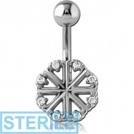 STERILE RHODIUM PLATED BRASS JEWELLED NAVEL BANANA - FILIGREE PIERCING