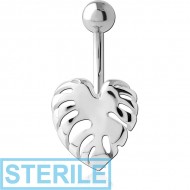 STERILE RHODIUM PLATED BRASS NAVEL BANANA PIERCING