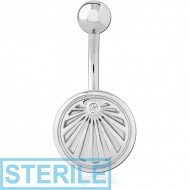 STERILE RHODIUM PLATED BRASS JEWELLED NAVEL BANANA PIERCING