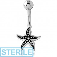 STERILE RHODIUM PLATED BRASS NAVEL BANANA PIERCING