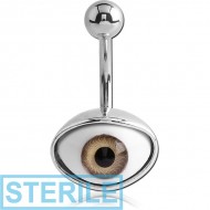 STERILE RHODIUM PLATED BRASS NAVEL BANANA - EYE PIERCING