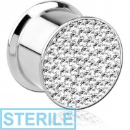 STERILE SURGICAL STEEL CRYSTALINE JEWELLED BOX PLUG PIERCING