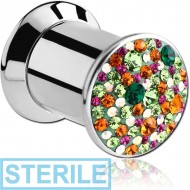STERILE SURGICAL STEEL CRYSTALINE BOX PLUG PIERCING