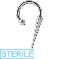 STERILE SURGICAL STEEL CIRCULAR BARBELL WITH BALL AND LONG CONE PIERCING
