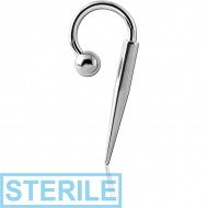 STERILE SURGICAL STEEL CIRCULAR BARBELL WITH BALL AND LONG SPIKE PIERCING