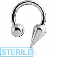 STERILE SURGICAL STEEL CIRCULAR BARBELL WITH BALL AND ROUND SPIKE PIERCING