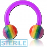 STERILE UV ACRYLIC FLEXIBLE CIRCULAR BARBELL WITH RAINBOW BALLS