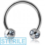 STERILE SURGICAL STEEL CIRCULAR BARBELL WITH MULTI JEWELLED BALLS PIERCING